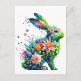Flower Power Bunny Rabbit Vykort