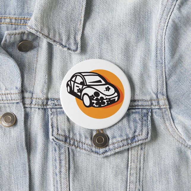 Flower Power Car Cute Hippie Stil Knapp (Skapare uppladdad)