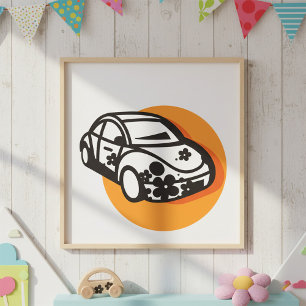 Flower Power Car Cute Hippie Stil Poster