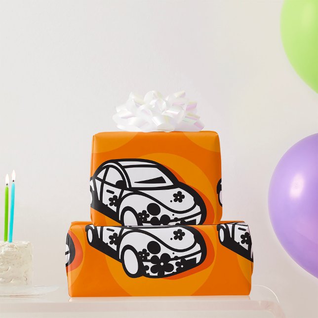 Flower Power Car Cute Hippie Stil Presentpapper (Skapare uppladdad)