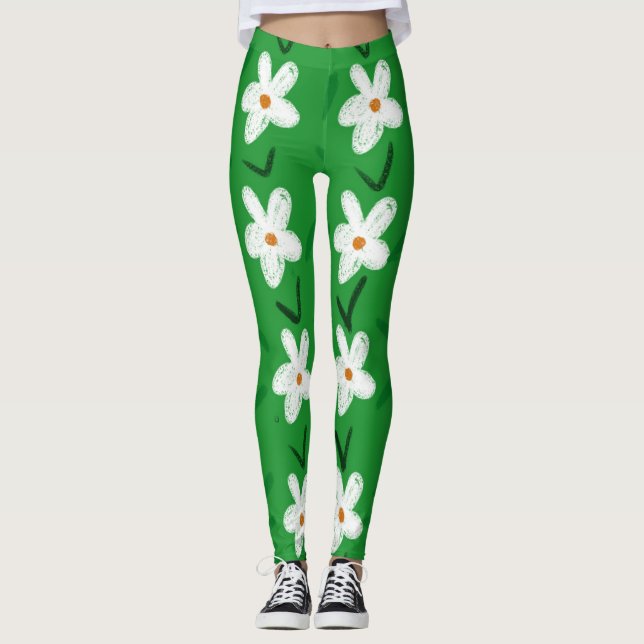 FLOWER POWER 'DAISY' YOGA PANTS LEGGINGS (Framsida)