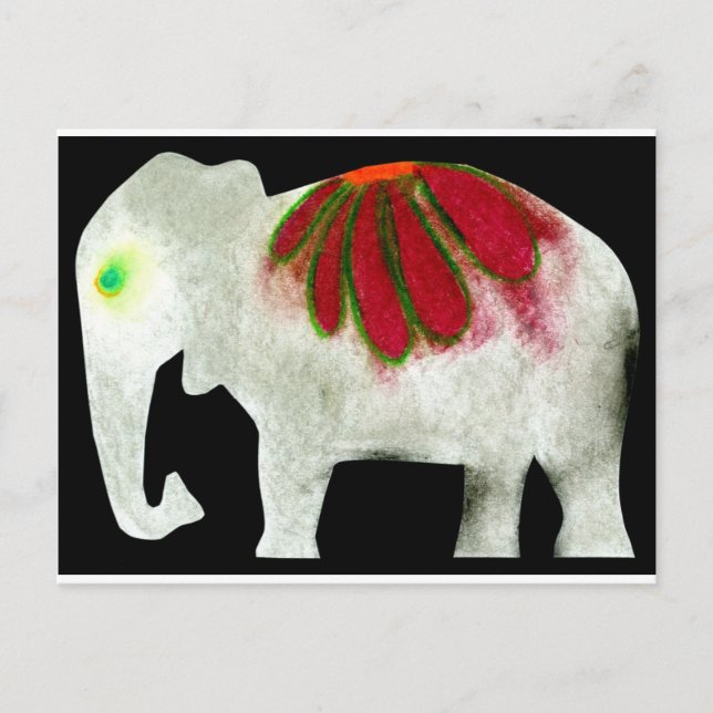 Flower Power Elephant Vykort (Framsida)