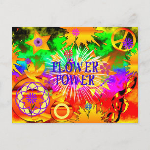 Flower Power - Färgglatt 1960-tals Motiv Vykort