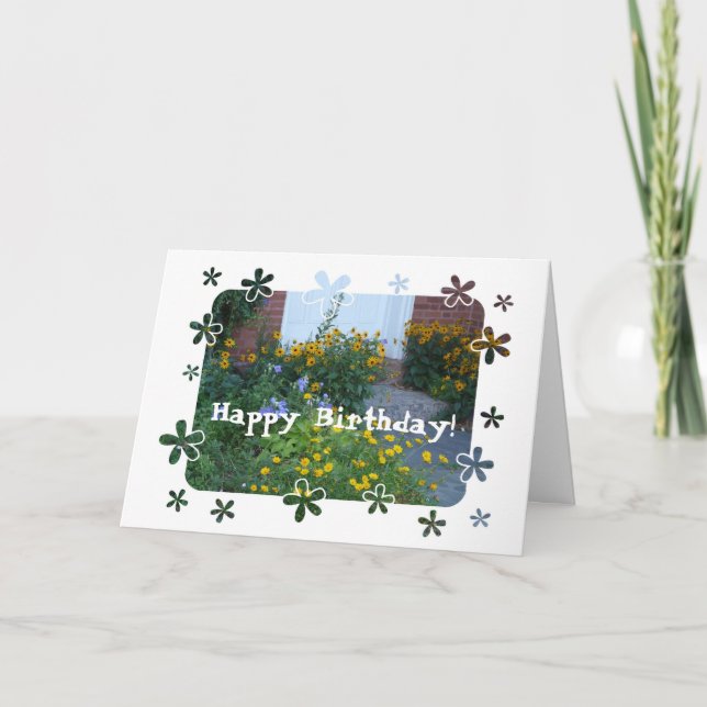 Flower Power! Födelsedag+Garden Kort (Framsida)