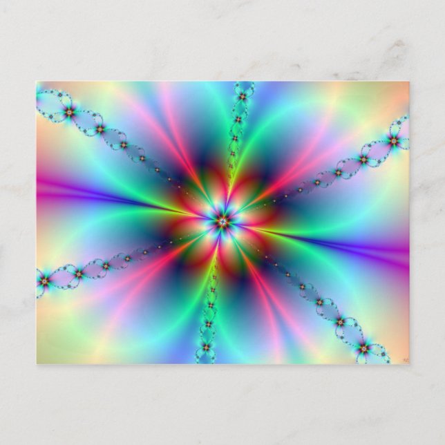 Flower Power Fractal Vykort (Framsida)