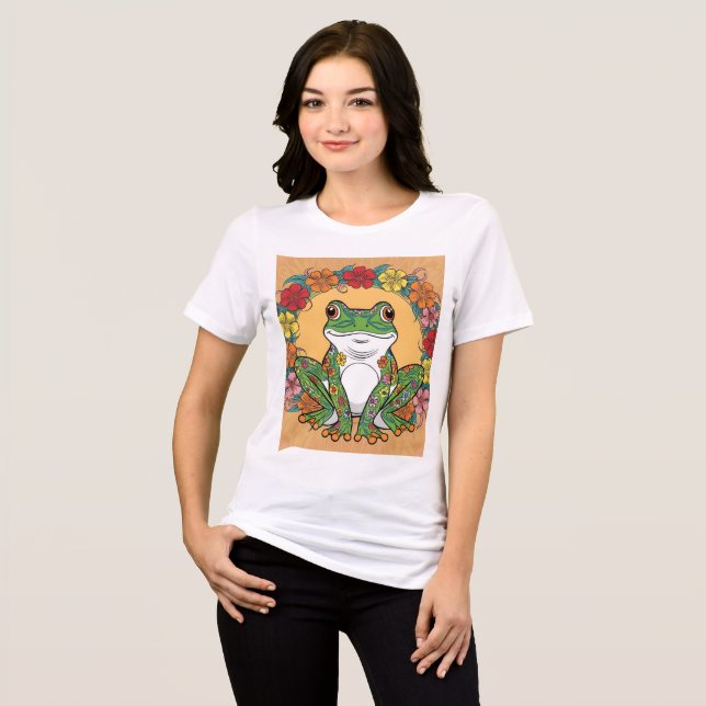 Flower Power Frog Unisex T Shirt (Framsida Full)