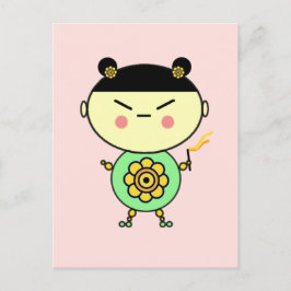 Flower Power Girl Vykort