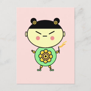 Flower Power Girl Vykort