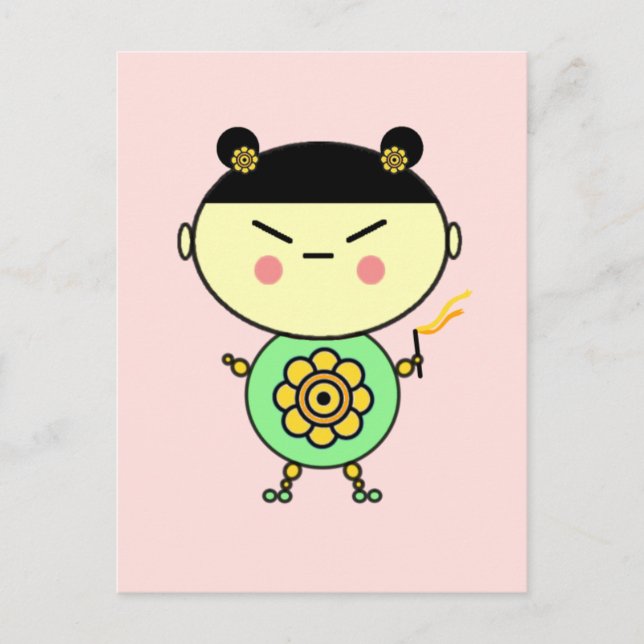 Flower Power Girl Vykort (Framsida)