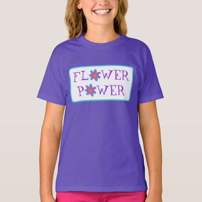 Flower Power Girls' T-Shirt (Framsida)