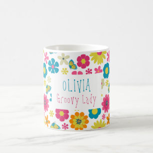 Flower Power Groovy Dam-kaffe Mugg