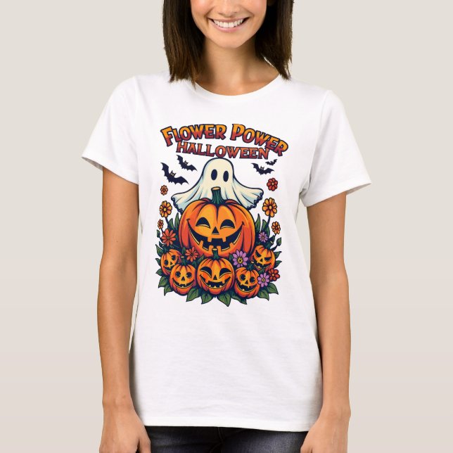 Flower Power Halloween T Shirt (Framsida)
