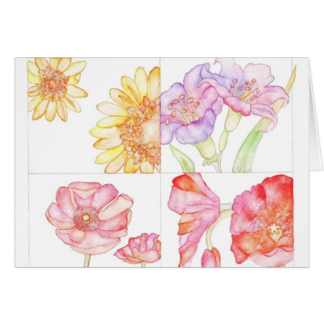 Flower power hälsningskort (Framsidan Horizontal)