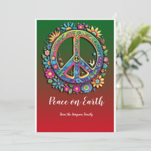 Flower Power Harmony: Anpassade Peace on Earth Julkort