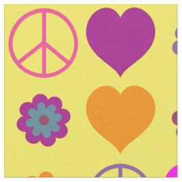Flower Power Heart Peace Mönster + din backgr. Tyg