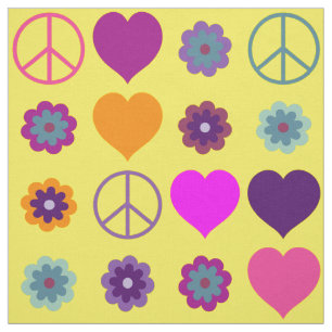 Flower Power Heart Peace Mönster + din backgr. Tyg