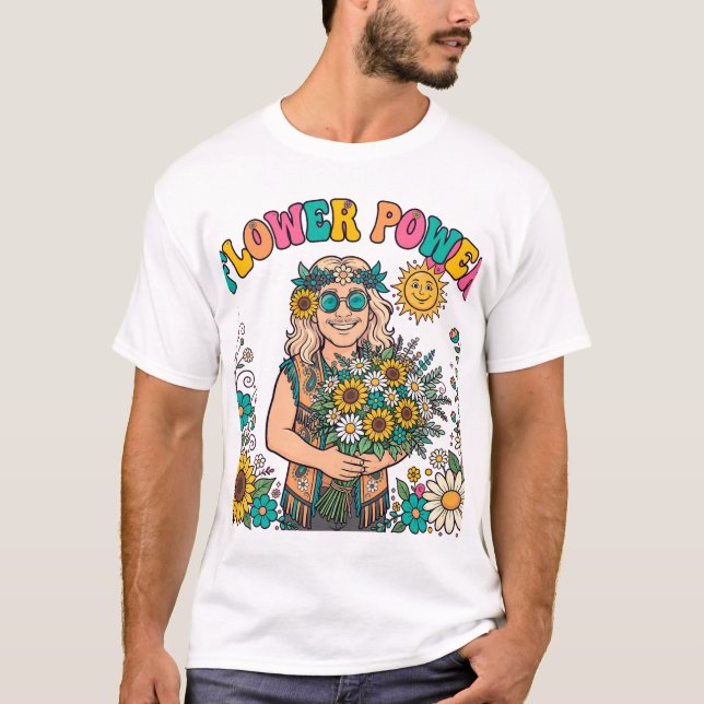 Flower Power Hippie T Shirt (Framsida)