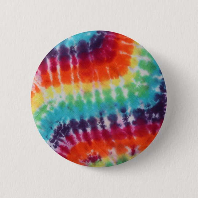 Flower Power Hippie Tie Dye Rainbow Knapp (Framsida)