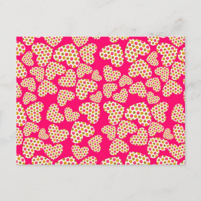 Flower Power-hjärtan Vykort (Framsida)