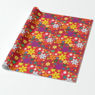 Flower power i rött presentpapper