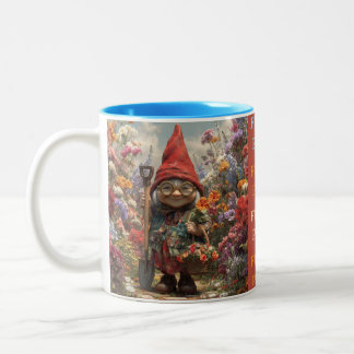 Flower Power Lady Gnome Mug Två-Tonad Mugg
