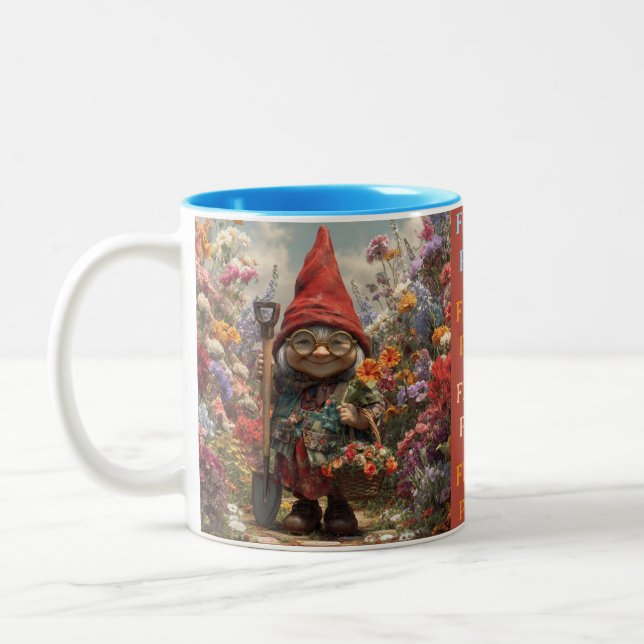 Flower Power Lady Gnome Mug Två-Tonad Mugg (Vänster)