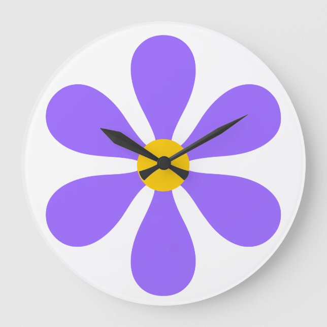 Flower Power - lila Stor Klocka (Framsida)