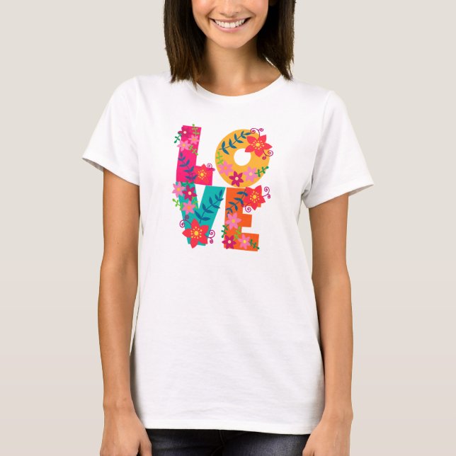 Flower power Love t-shirt L.O.V.E. (Framsida)