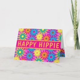 Flower Power Lycklig Hippie Birthday från 1960-tal Kort