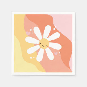 Flower Power Margeriter 60-tals Hippie-fest servet Pappersservett