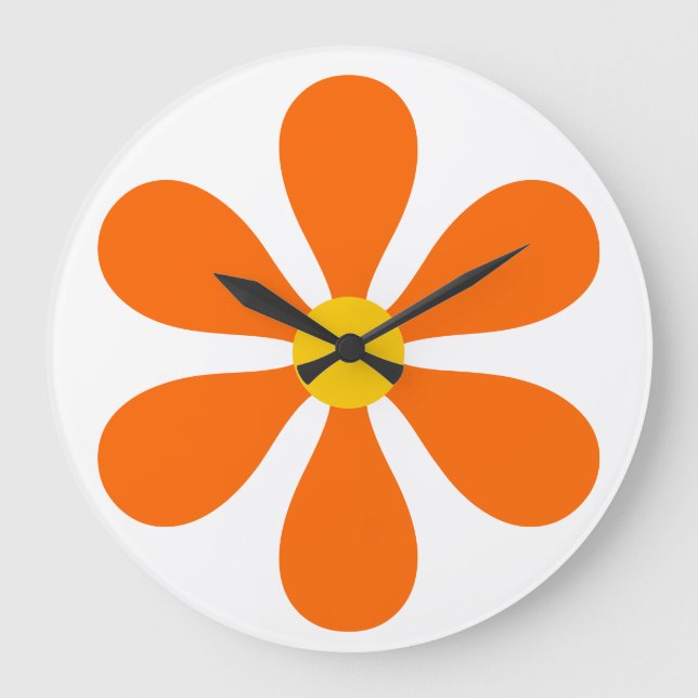Flower Power - orange Stor Klocka (Framsida)