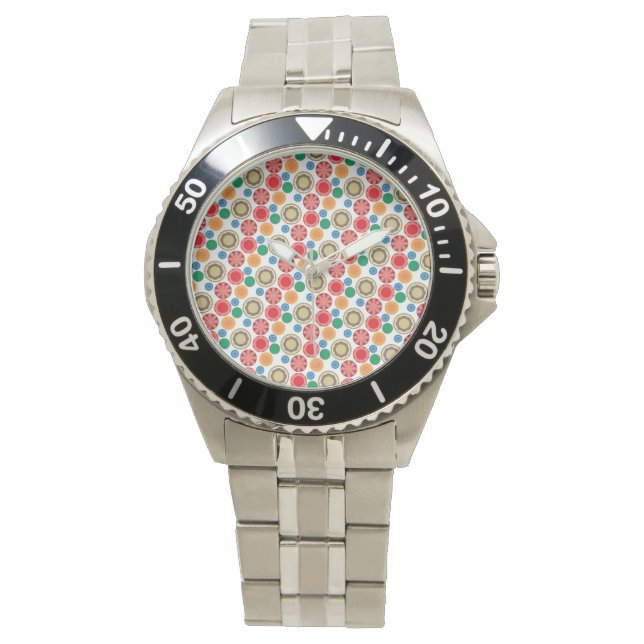 Flower Power på rader 002 Armbandsur (Framsida)