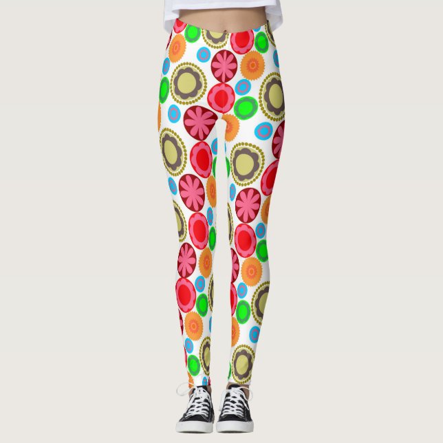 Flower Power på rader 002 Leggings (Framsida)