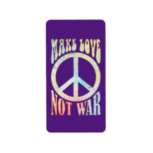 Flower Power Peace - Gör inte Kärlek Krig 1 Adressetikett