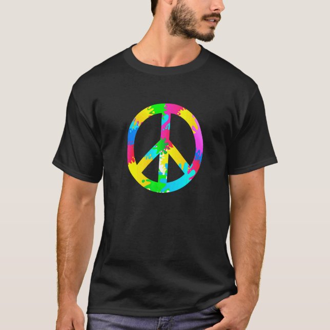 Flower Power Peace Hippie Kärlek 60-tal, 70-sekund T Shirt (Framsida)