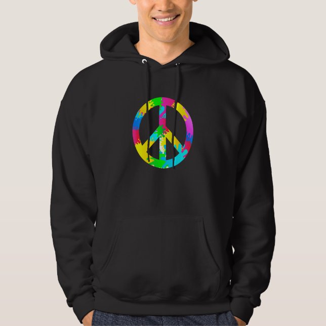 Flower Power Peace Hippie Love 60s 70s Costume Ret Hoodie (Framsida)