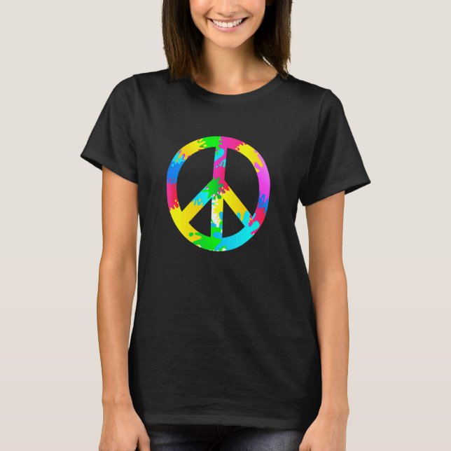 Flower Power Peace Hippie Love 60s 70s Costume Ret T Shirt (Framsida)
