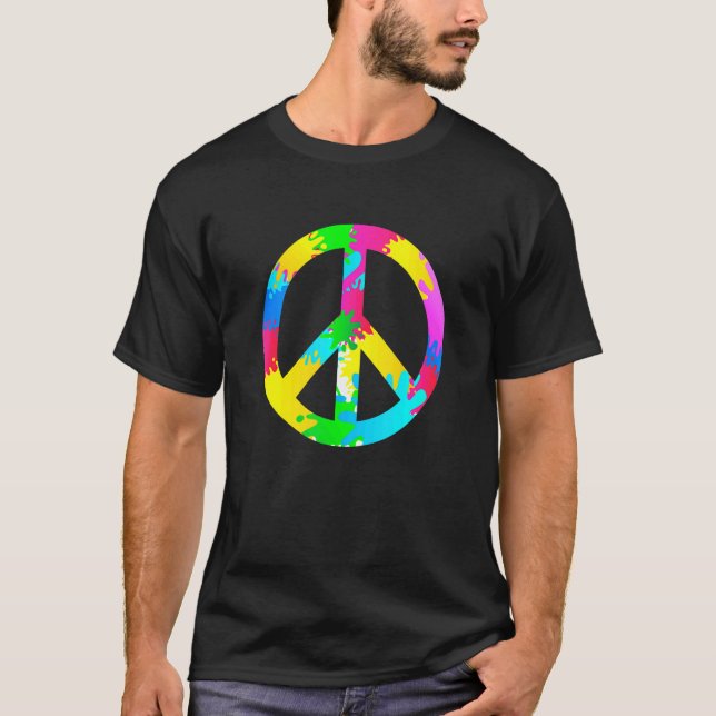 Flower Power Peace Hippie Love 60s 70s Costume Ret T Shirt (Framsida)