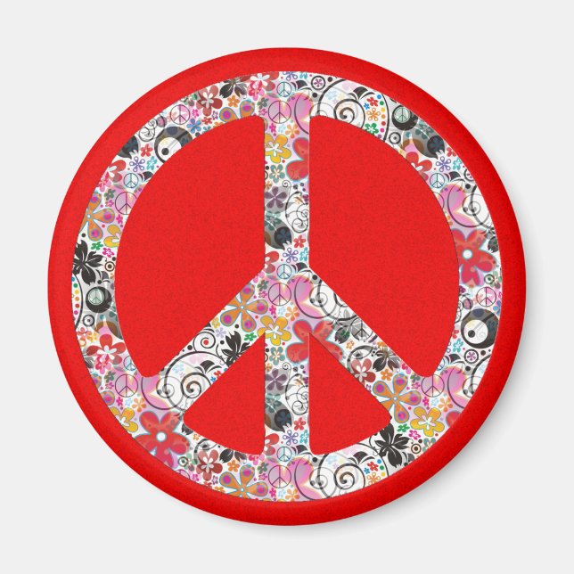 Flower Power Peace I | Brödrödstänk Magnet (Framsidan)