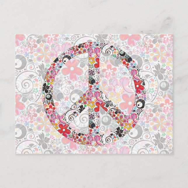 Flower Power Peace I | FlowerPower-ljus Vykort (Framsida)