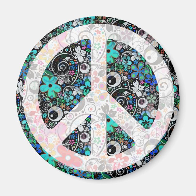 Flower Power Peace II | ljus Magnet (Framsidan)