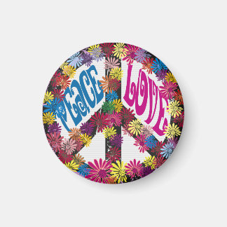 Flower Power Peace & Kärlek Hippie Symbols Magnet