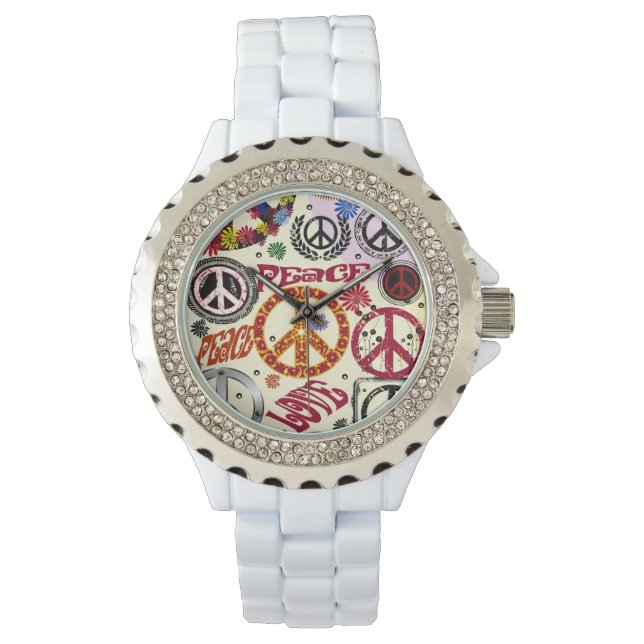 Flower Power Peace & Kärlek Hippie Watch Armbandsur (Framsida)