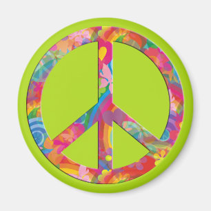 Flower Power Peace ljusgrön Magnet