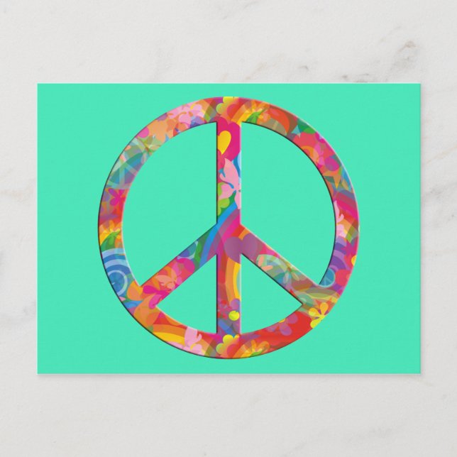 Flower Power Peace | mynta Vykort (Framsida)