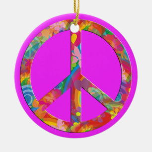 Flower Power Peace ROSA Julgransprydnad Keramik