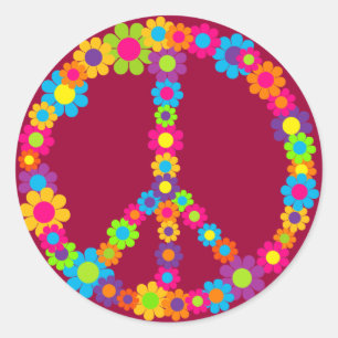 Flower Power Peace Runt Klistermärke