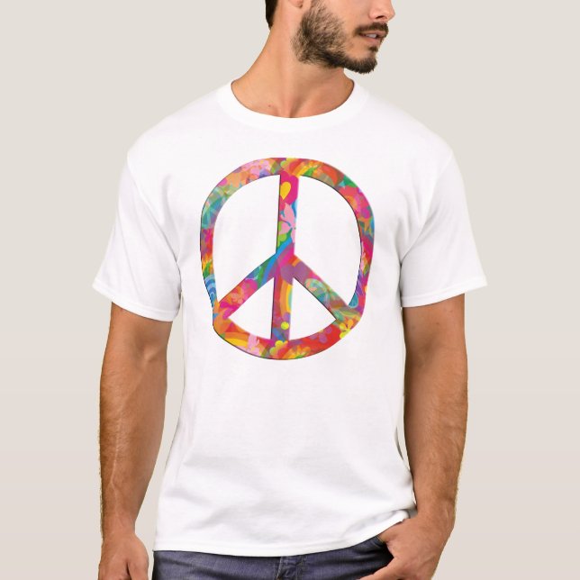 Flower Power Peace Tee Shirt (Framsida)