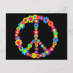 Flower Power Peace Vykort