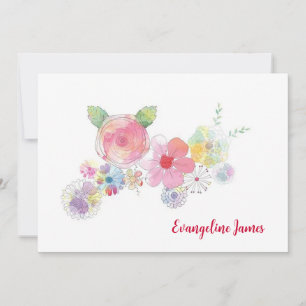 Flower Power Personlig Note Card Inbjudningar